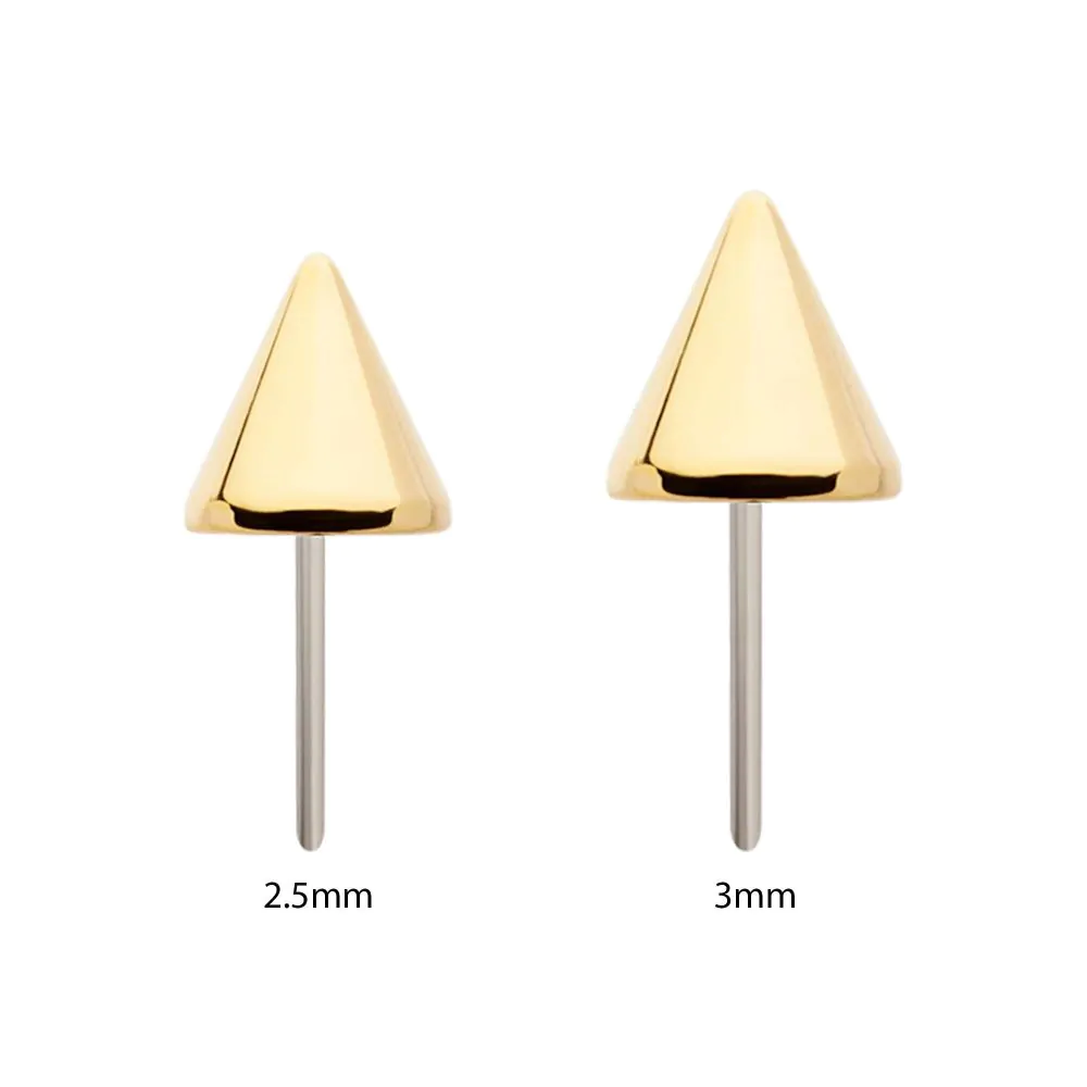 Threadless Spike Top - 14kt Gold and Steel