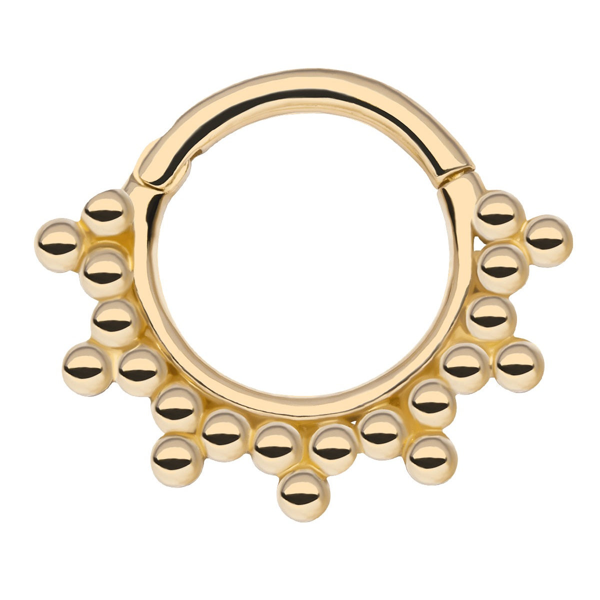 Bead Cluster Lined Hinged Segment Clicker Ring - 14kt Gold