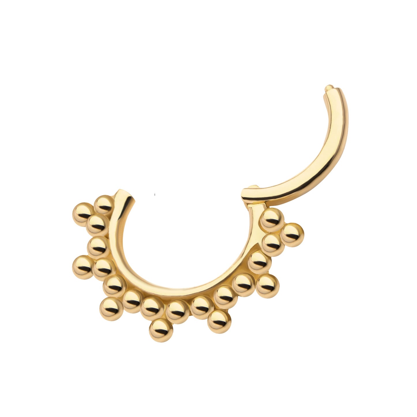 Bead Cluster Lined Hinged Segment Clicker Ring - 14kt Gold