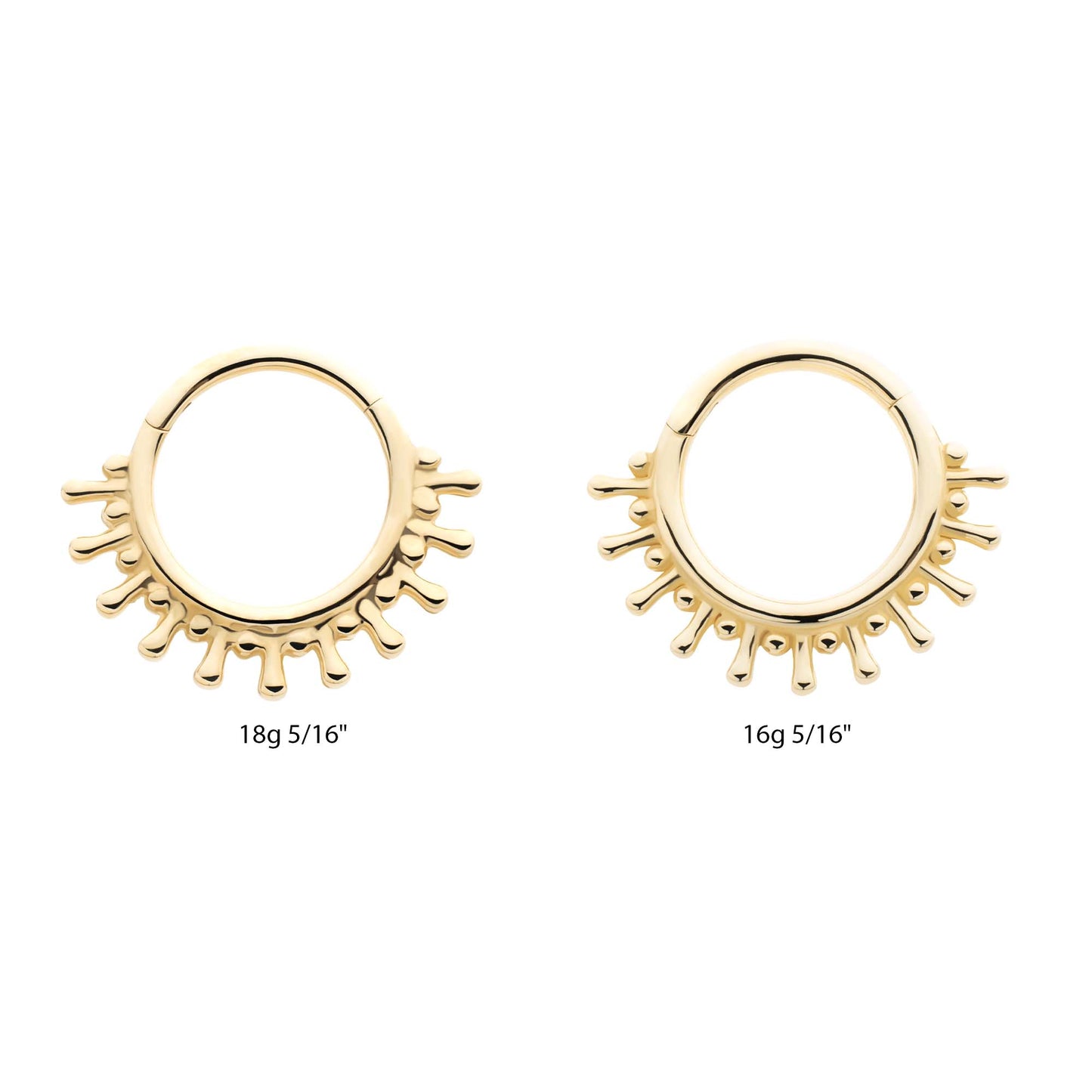 Spike and Bead Edge Hinged Segment Clicker Ring - 14kt Gold
