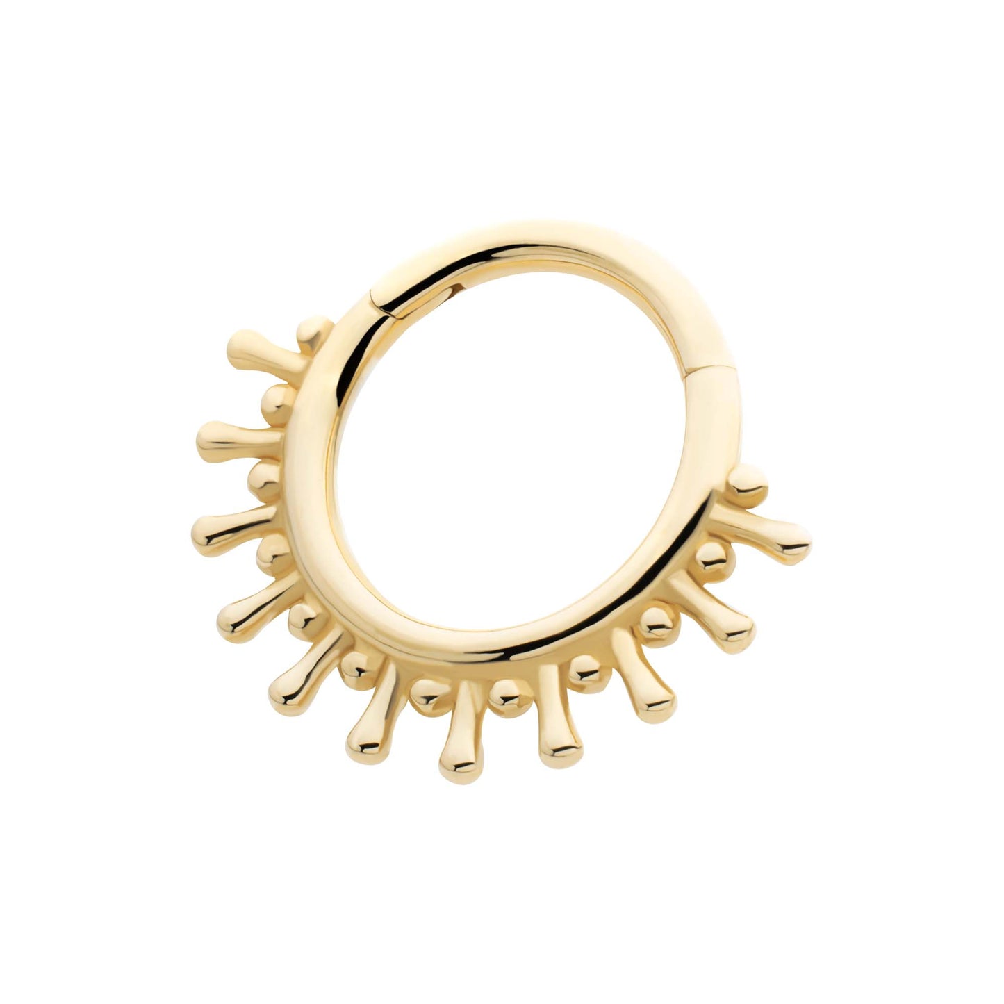 Spike and Bead Edge Hinged Segment Clicker Ring - 14kt Gold