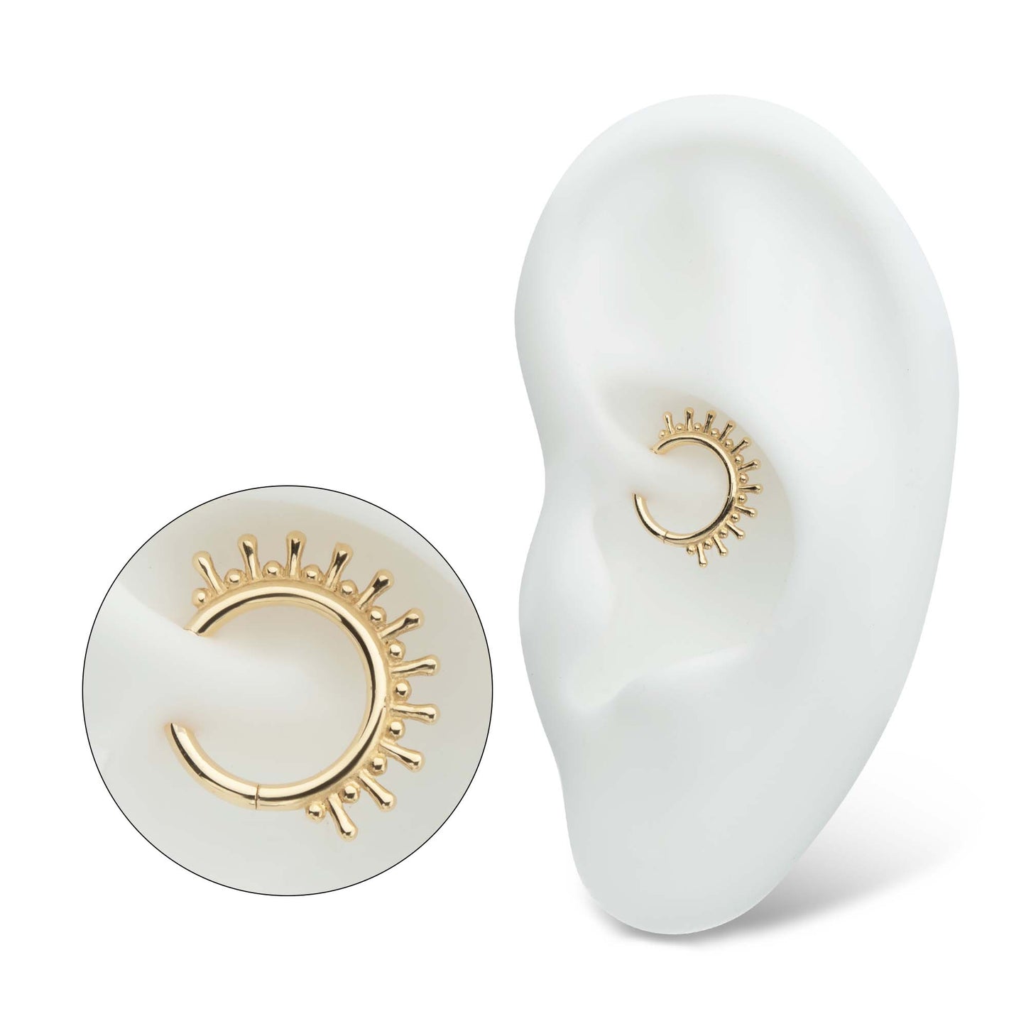 Spike and Bead Edge Hinged Segment Clicker Ring - 14kt Gold