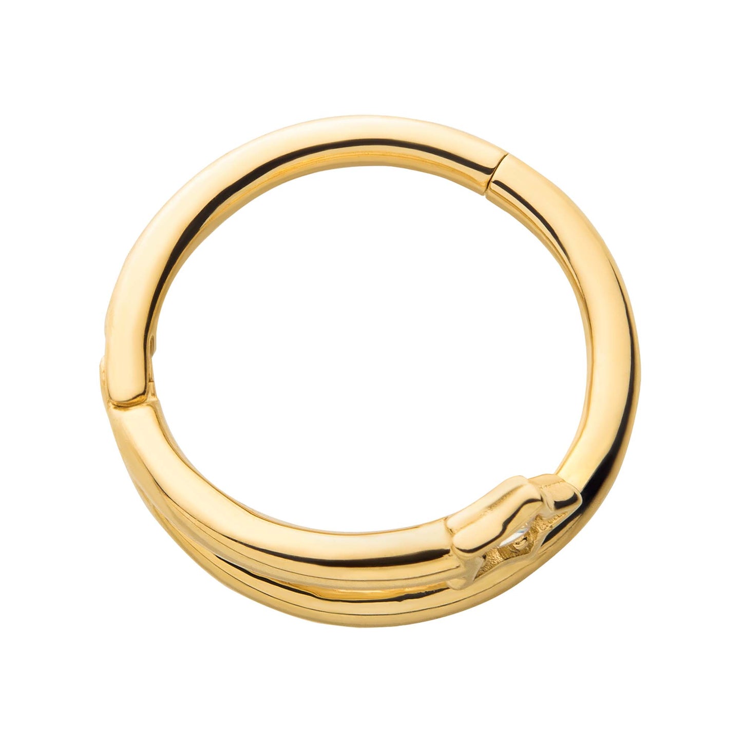 Spiral Hoop CZ Crystal Star Hinged Segment Clicker Ring - 14kt Gold