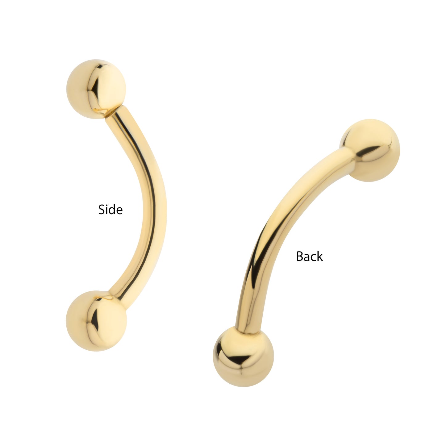 Internally Threaded on One End Curved Barbell - 14kt Gold