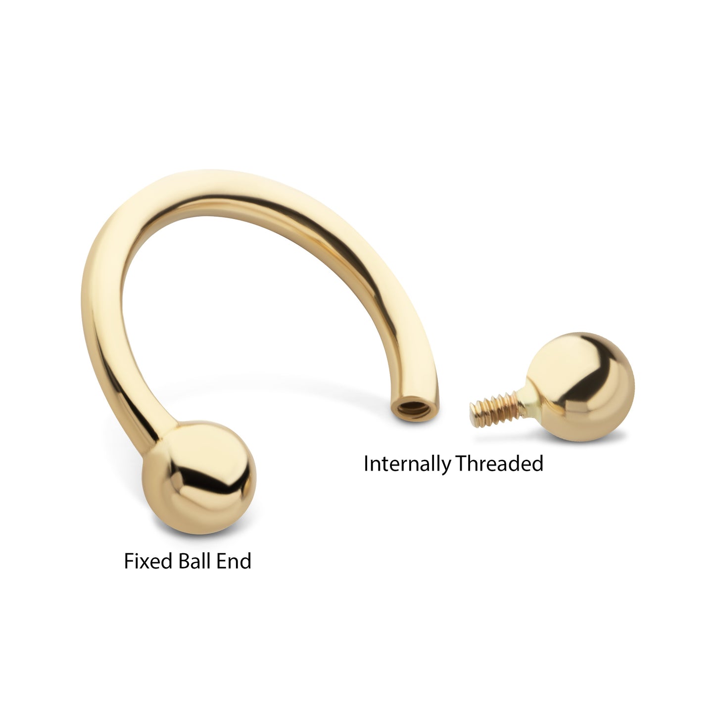 Internally Threaded on One End Circular Barbell - 14kt Gold