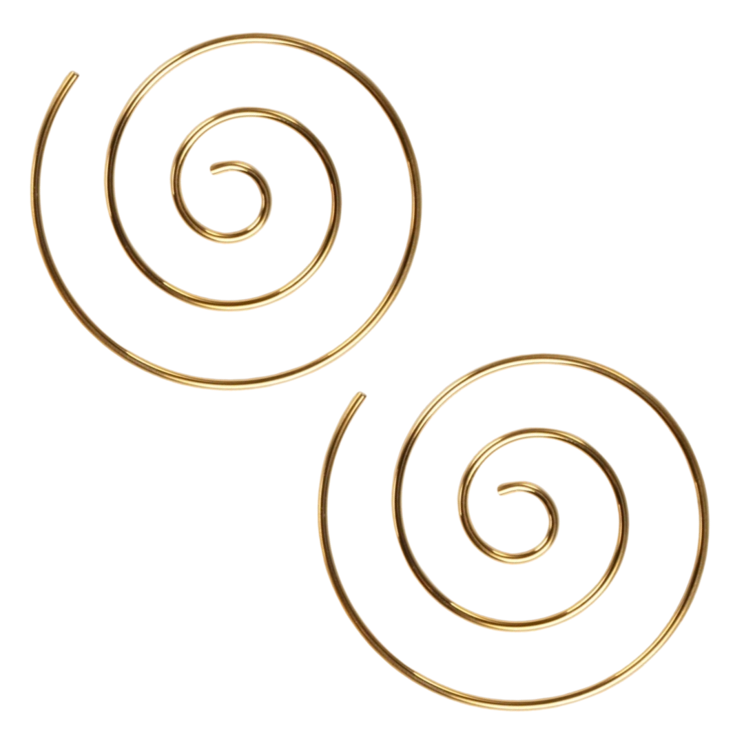 Large Spiral Coiled Hoop Earrings - Stainless Steel - Pair