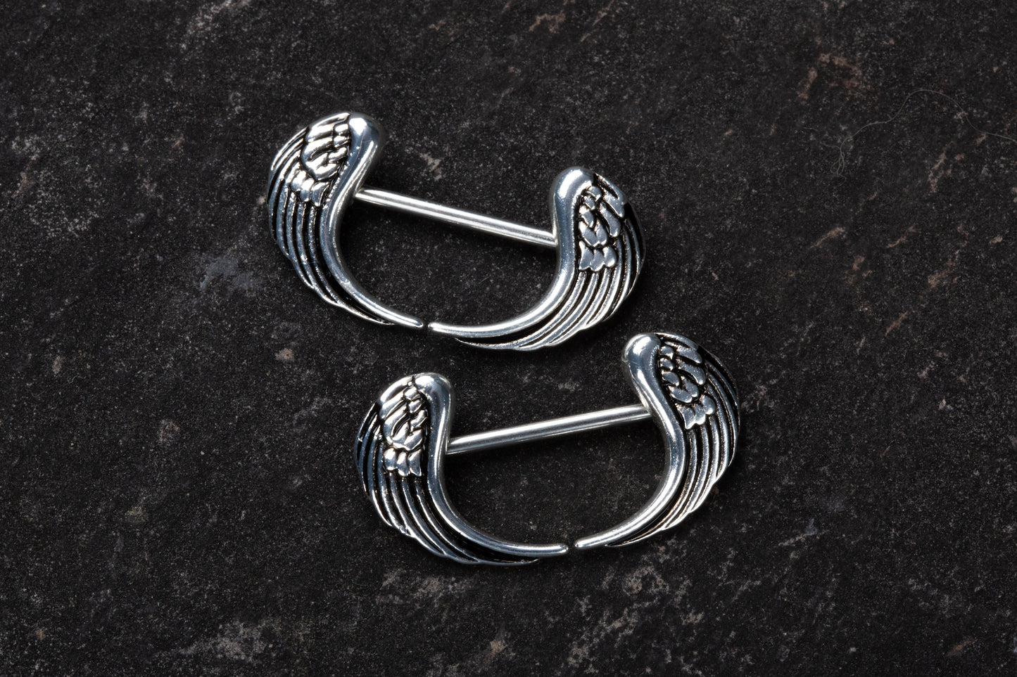 Angel Wing Nipple Barbells - Pair - 316L Stainless Steel