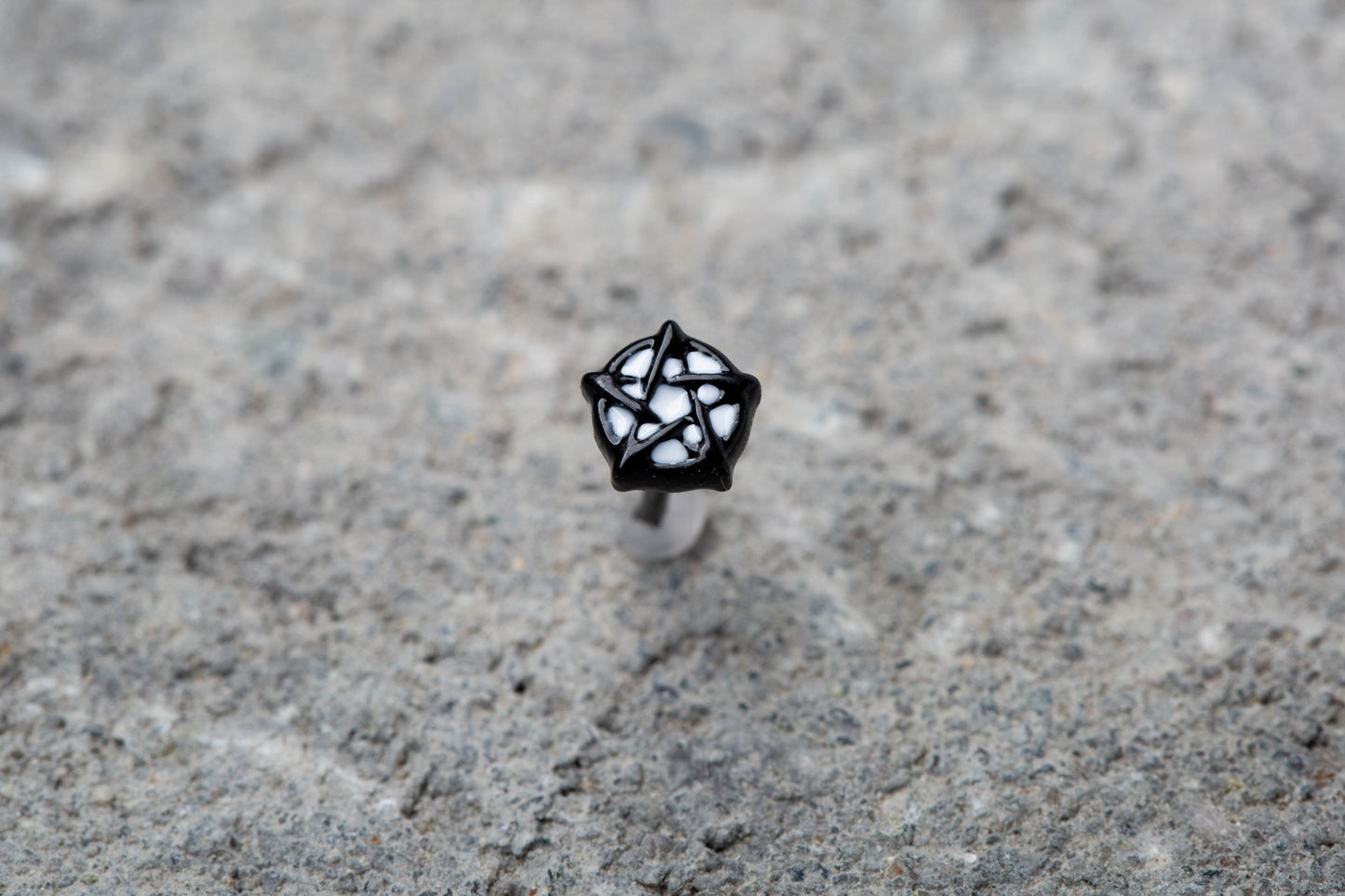 Gothic Black Pentagram Nose Bone Stud - 316L Stainless Steel