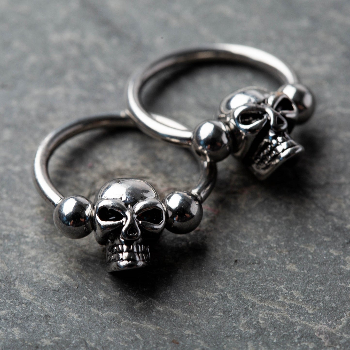Skull Septum Nose Captive Bead Ring - Stainless Steel