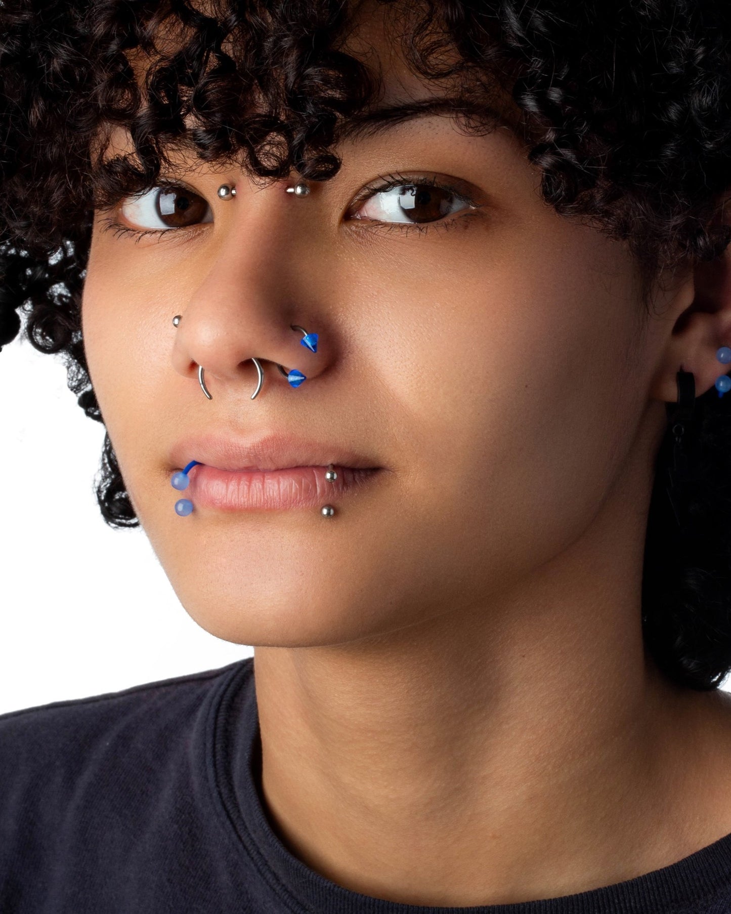 Septum Pincher Nose Ring with 2 Black O-Rings - Stainless Steel