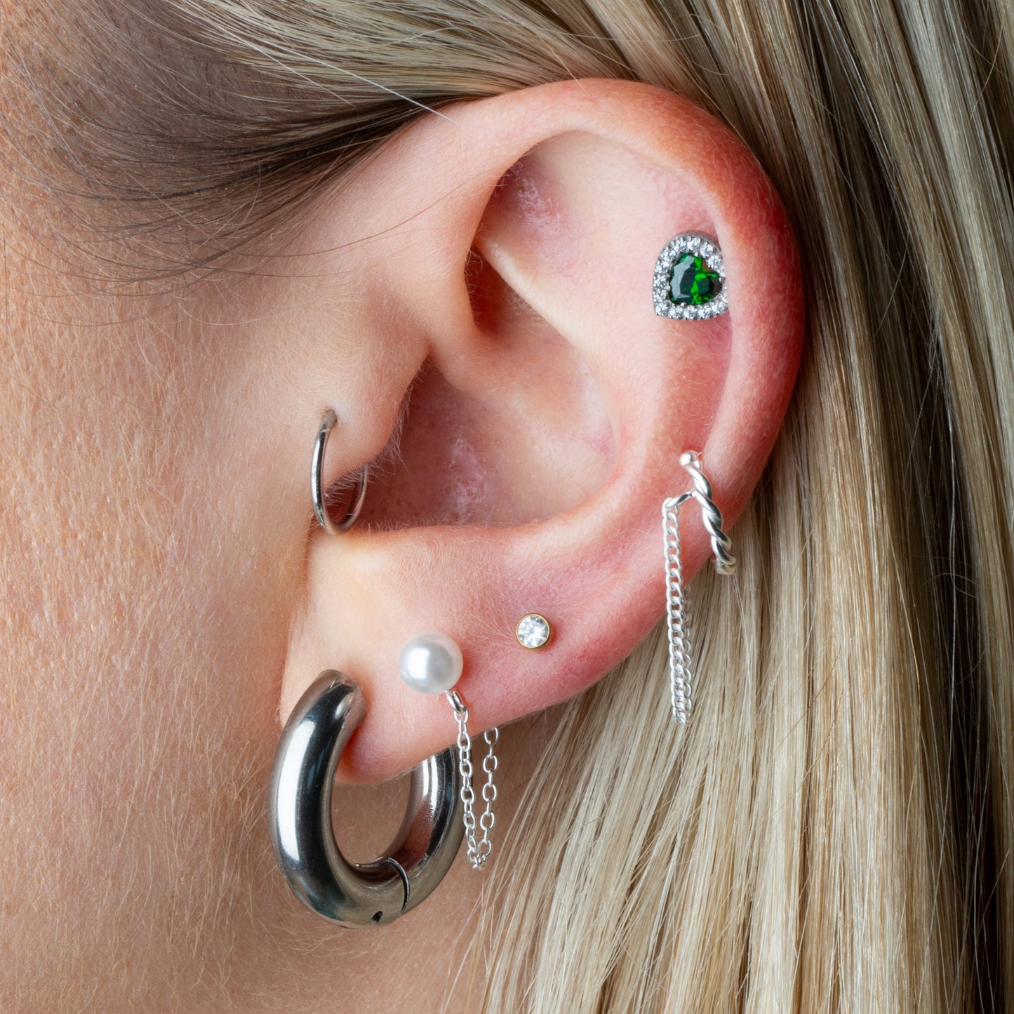 5mm Thick Round Hinged Hoop Earrings - 316L Stainless Steel