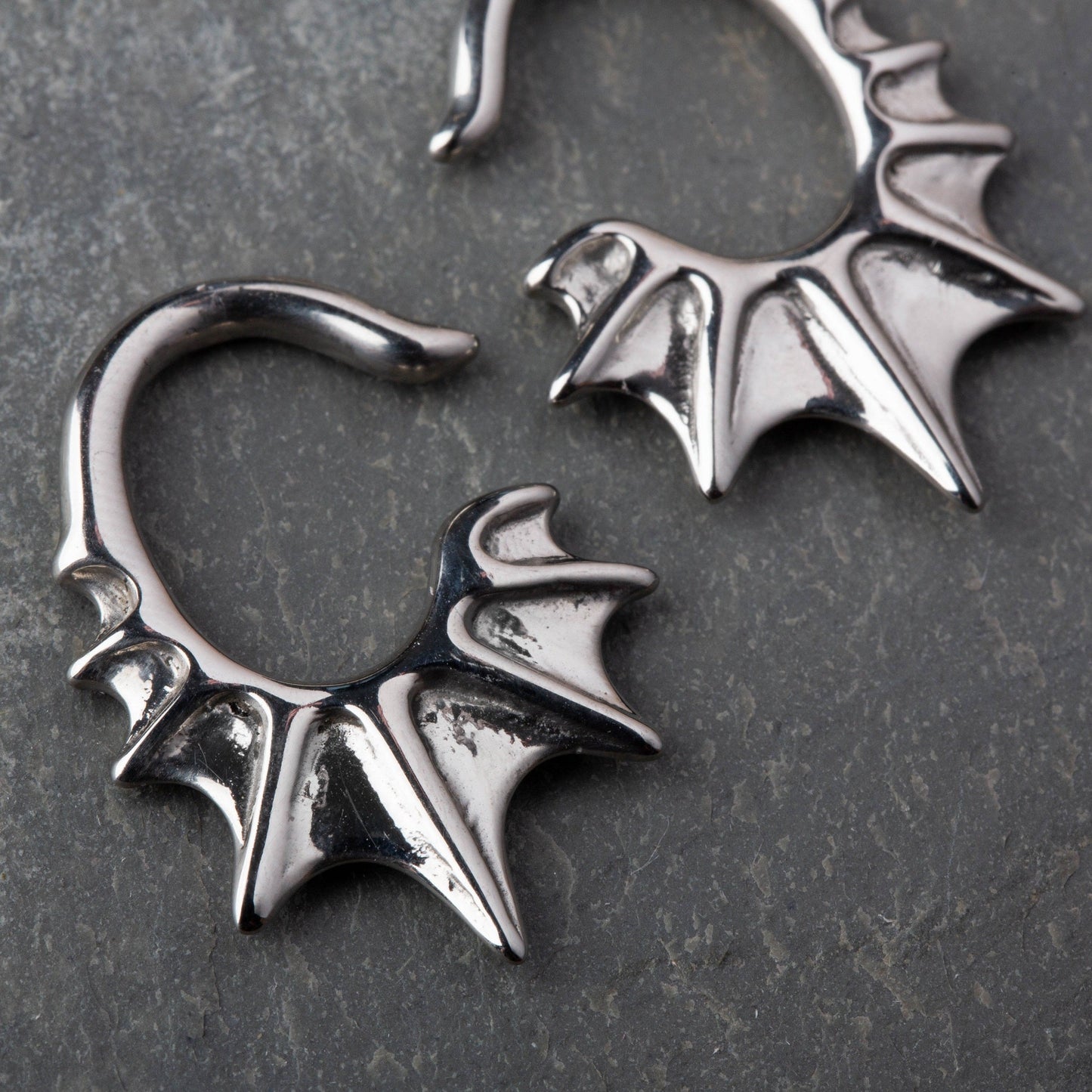 Flying Bat Wing Hanging Taper Plugs - Stainless Steel - Pair