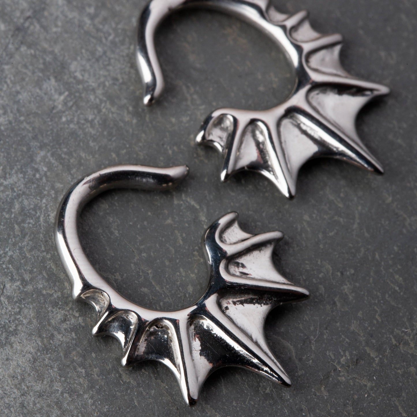 Flying Bat Wing Hanging Taper Plugs - Stainless Steel - Pair