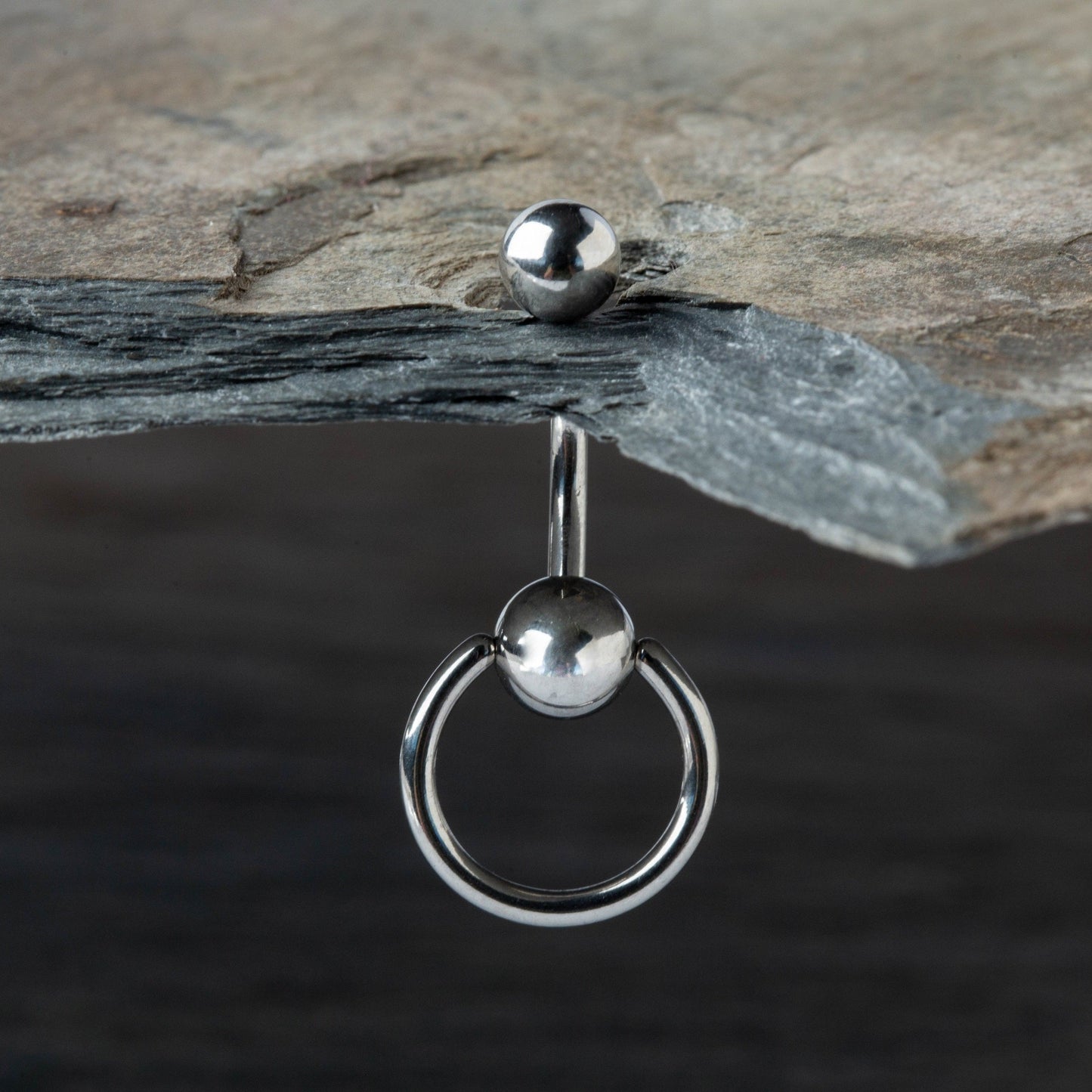 Faux Captive Bead Ring Style Belly Button Ring - 316L Stainless Steel