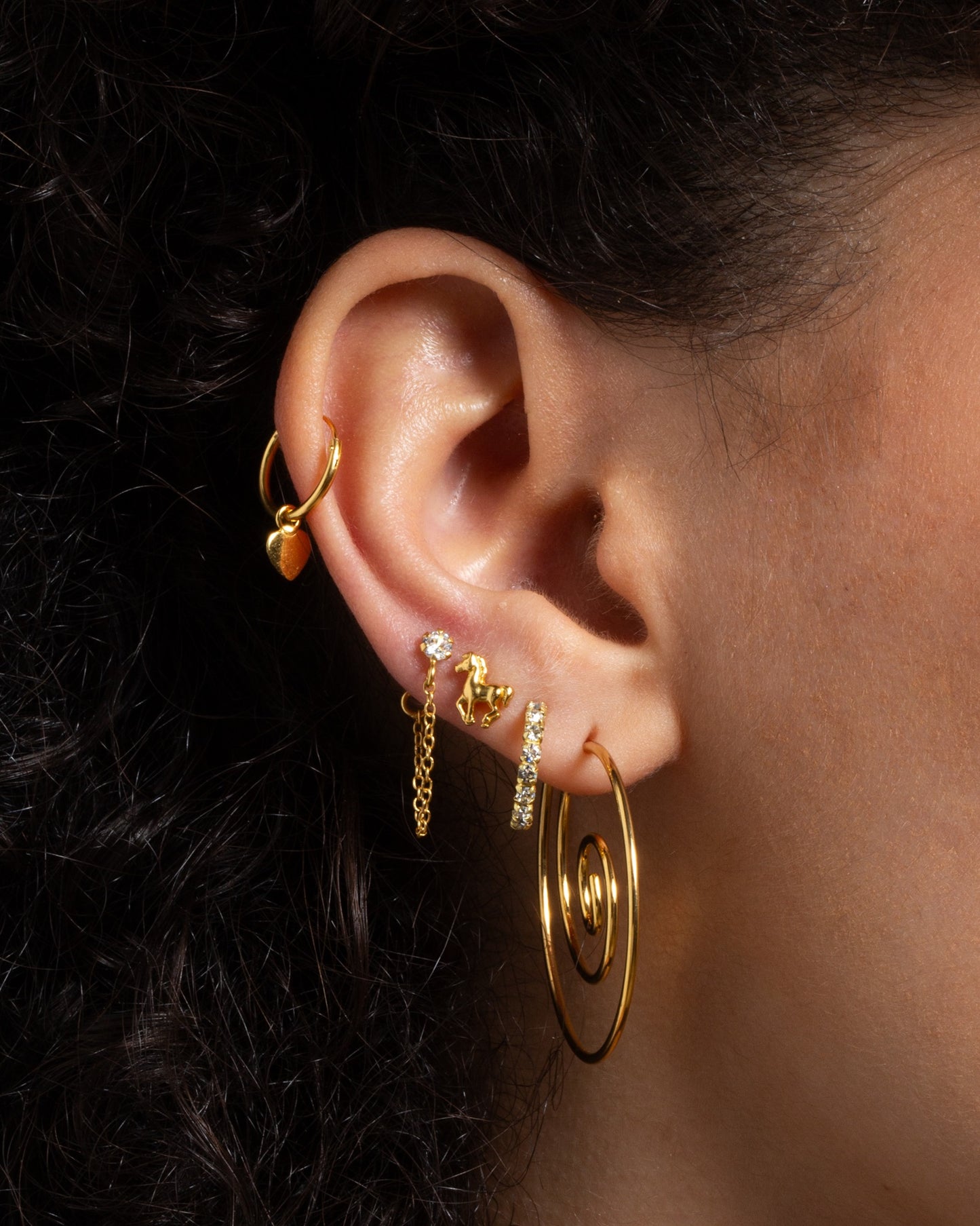 Small Spiral Coiled Hoop Earrings - Stainless Steel - Pair