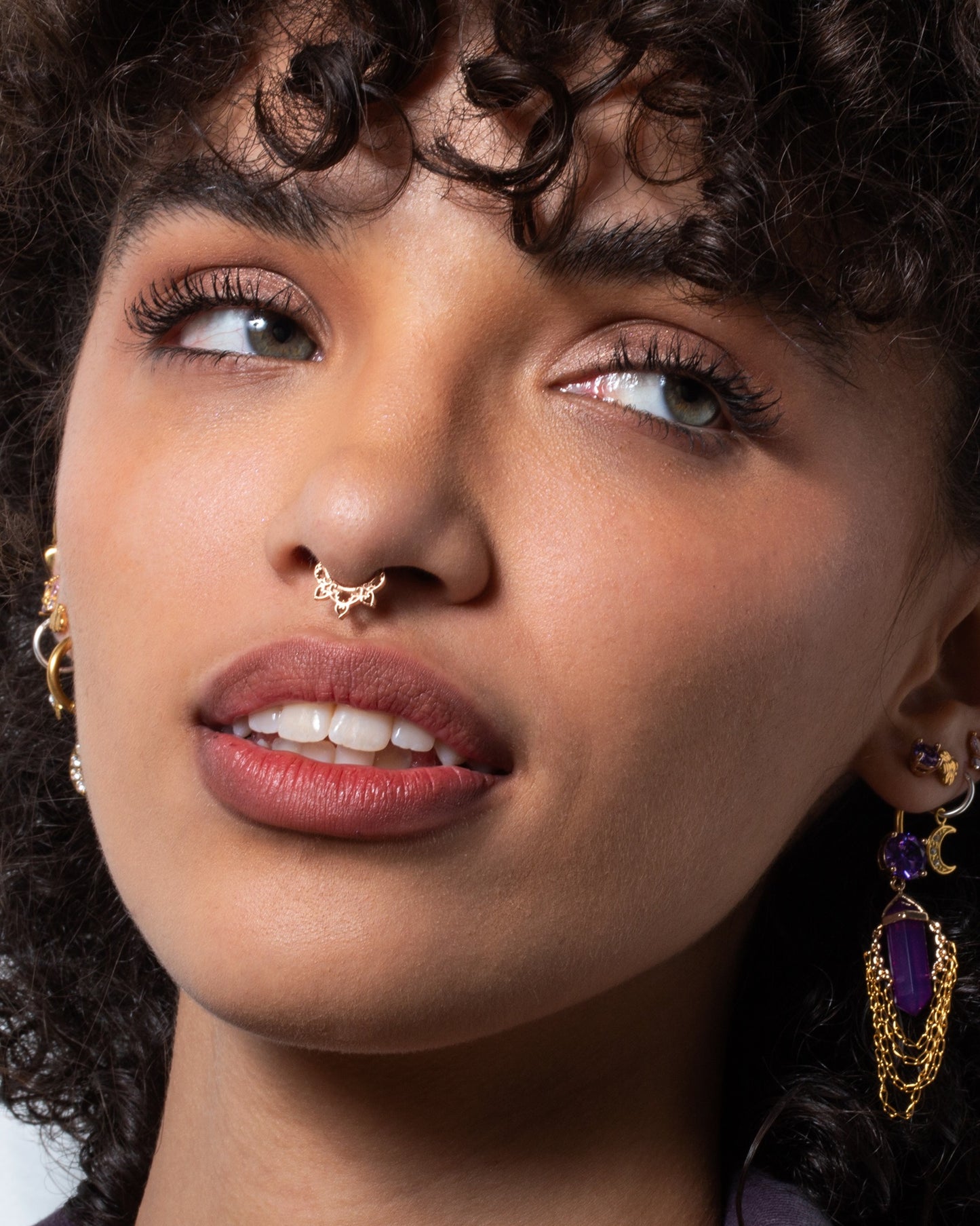 Filigree Heart Design Helix Cartilage Daith Septum Hinged Segment Clicker Ring - Stainless Steel