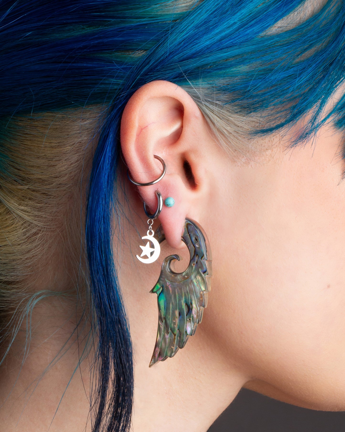 Abalone Angel Wing Hanging Spiral Taper Plugs
