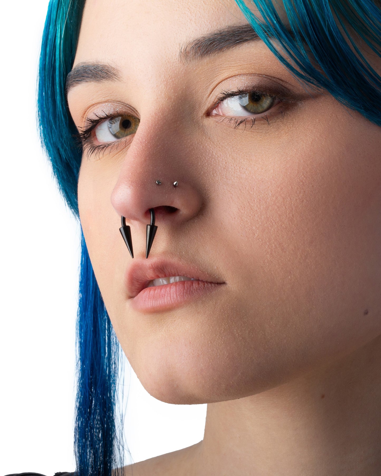 Long Spike Horseshoe Circular Barbell Earrings - Stainless Steel - Pair