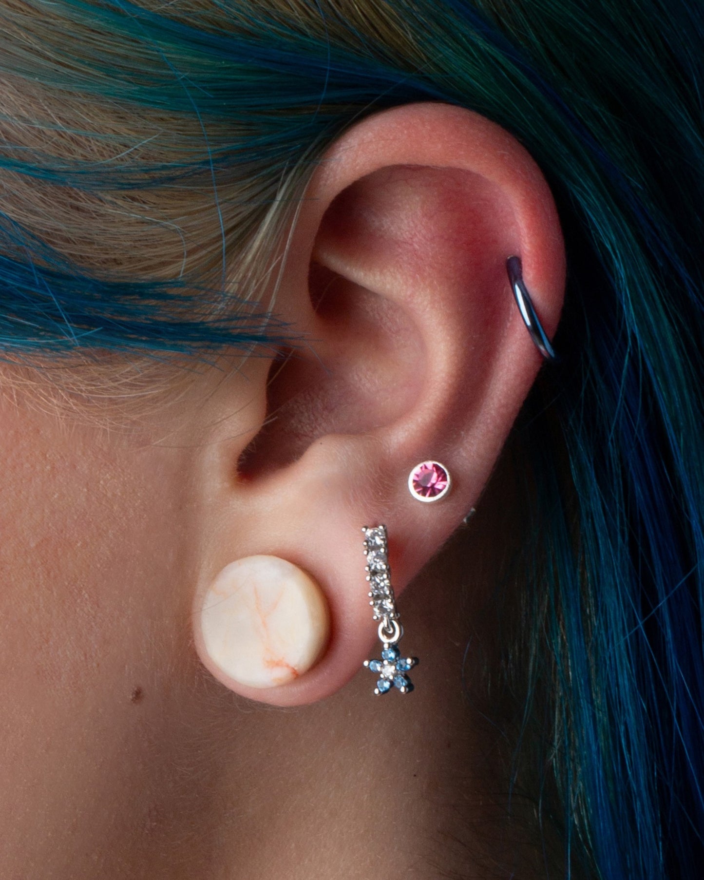 Red Net Jasper Stone Double Flared Plugs - Pair