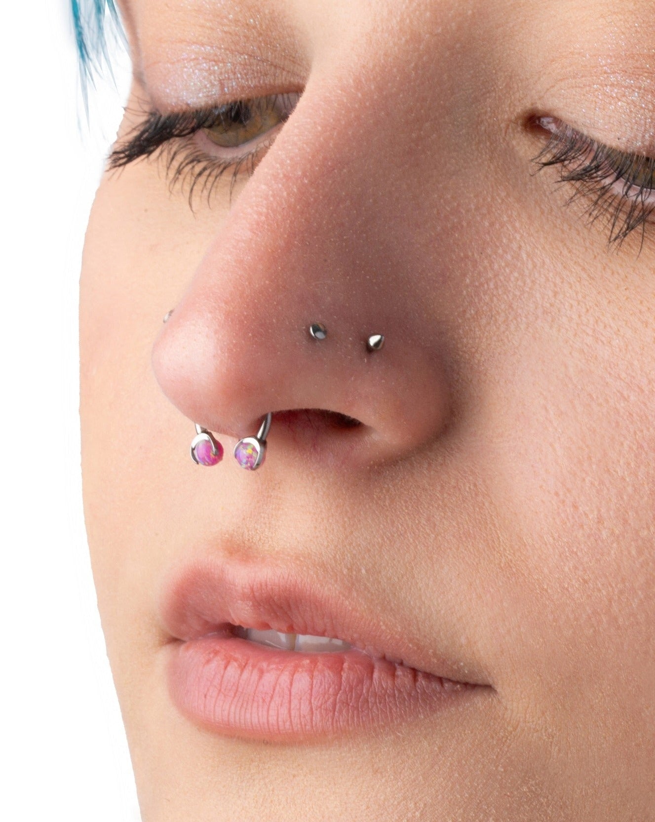 Internally Threaded Claw Set Synthetic Opal Ball Ends Horseshoe Circular Barbell - F136 Implant Grade Titanium