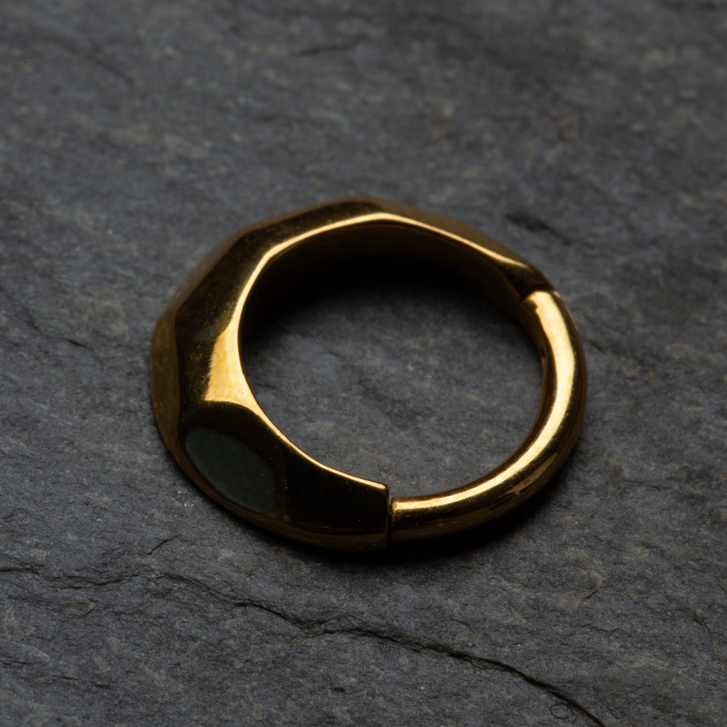 Polished Hammered Domed Thick Hoop Hinged Segment Ring - 316L Stainless Steel