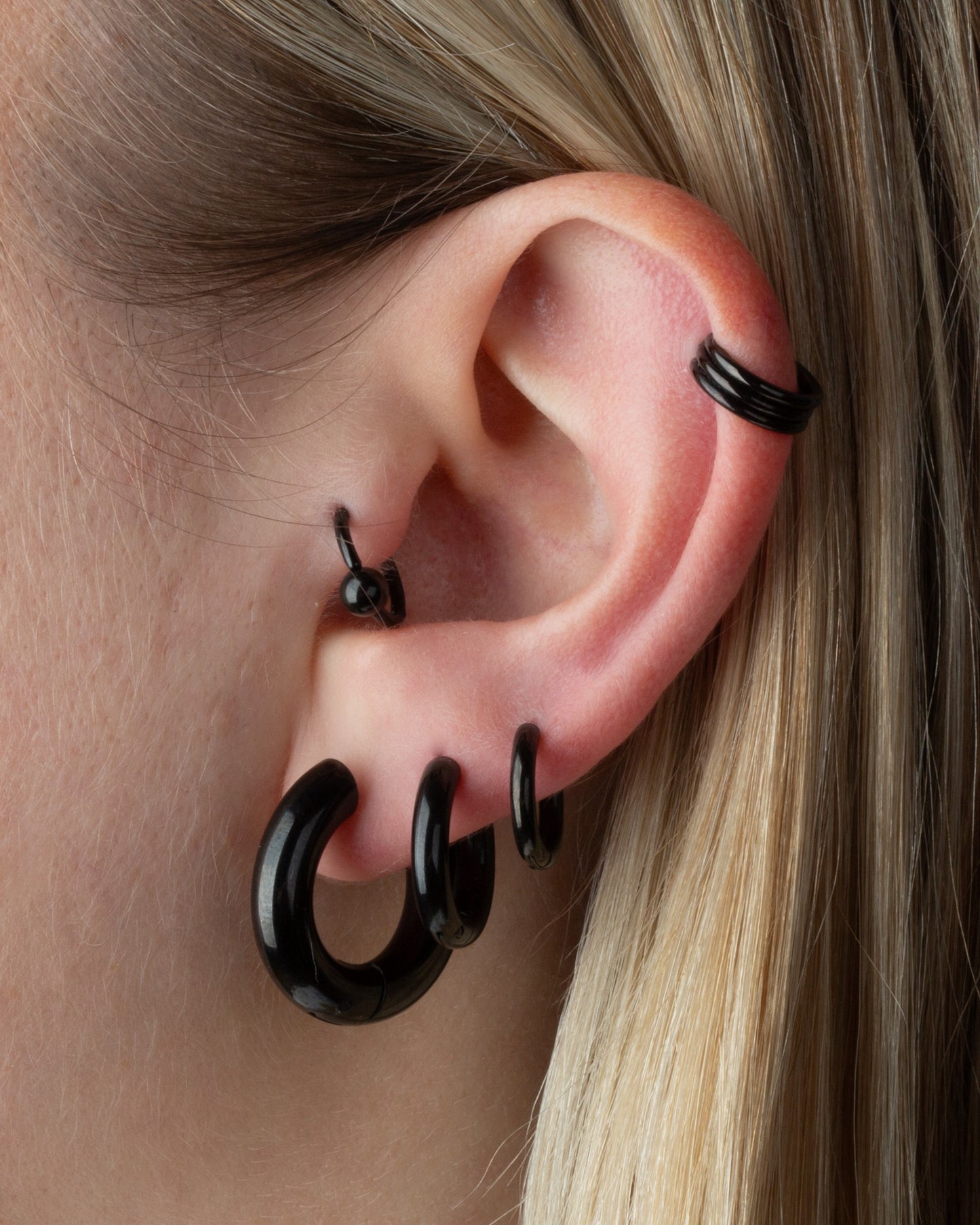 5mm Thick Round Hinged Hoop Earrings - 316L Stainless Steel