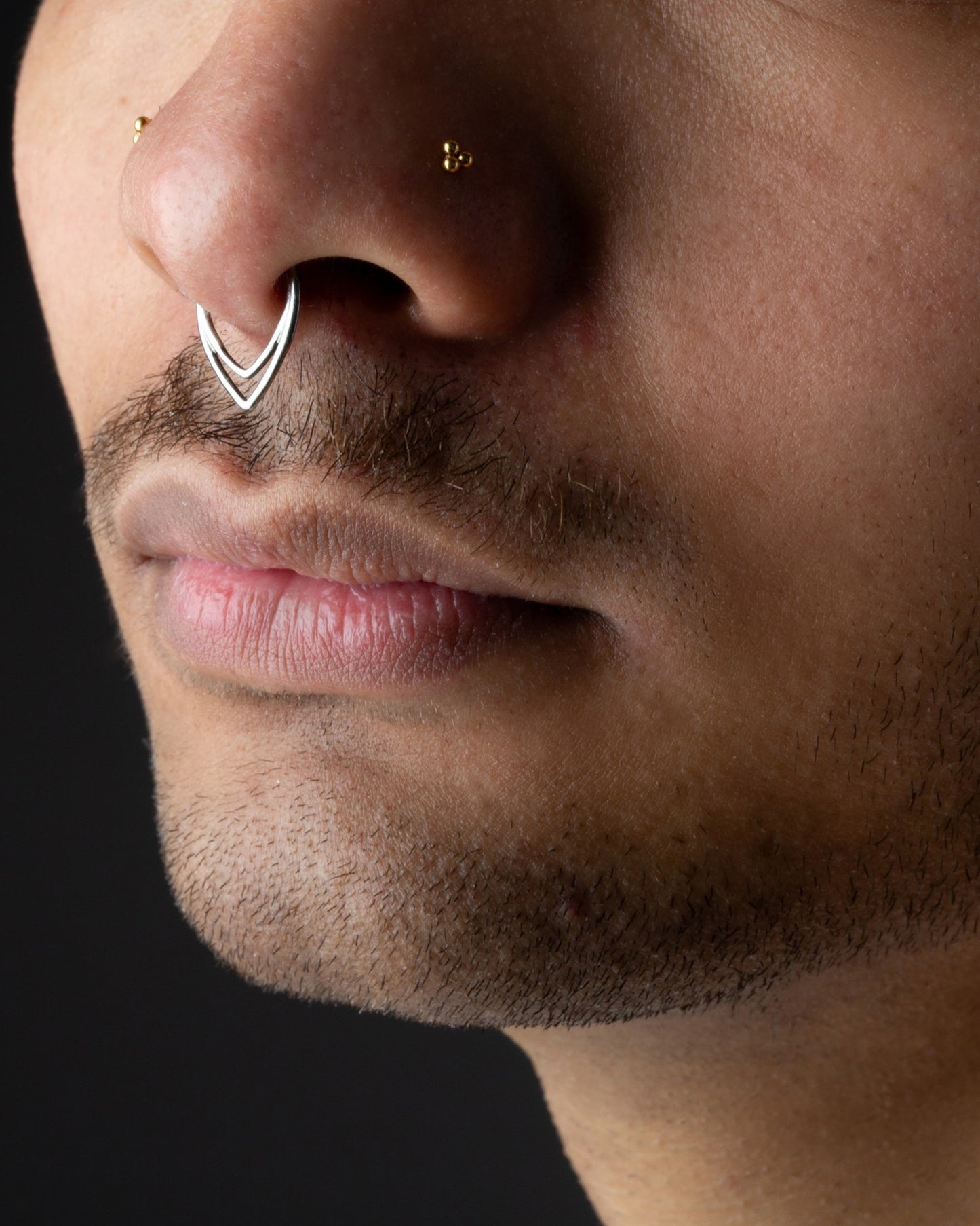 Threadless Push-In Triple Ball Cluster Flat Back Stud - Gold PVD ASTM F-136 Implant Grade Titanium