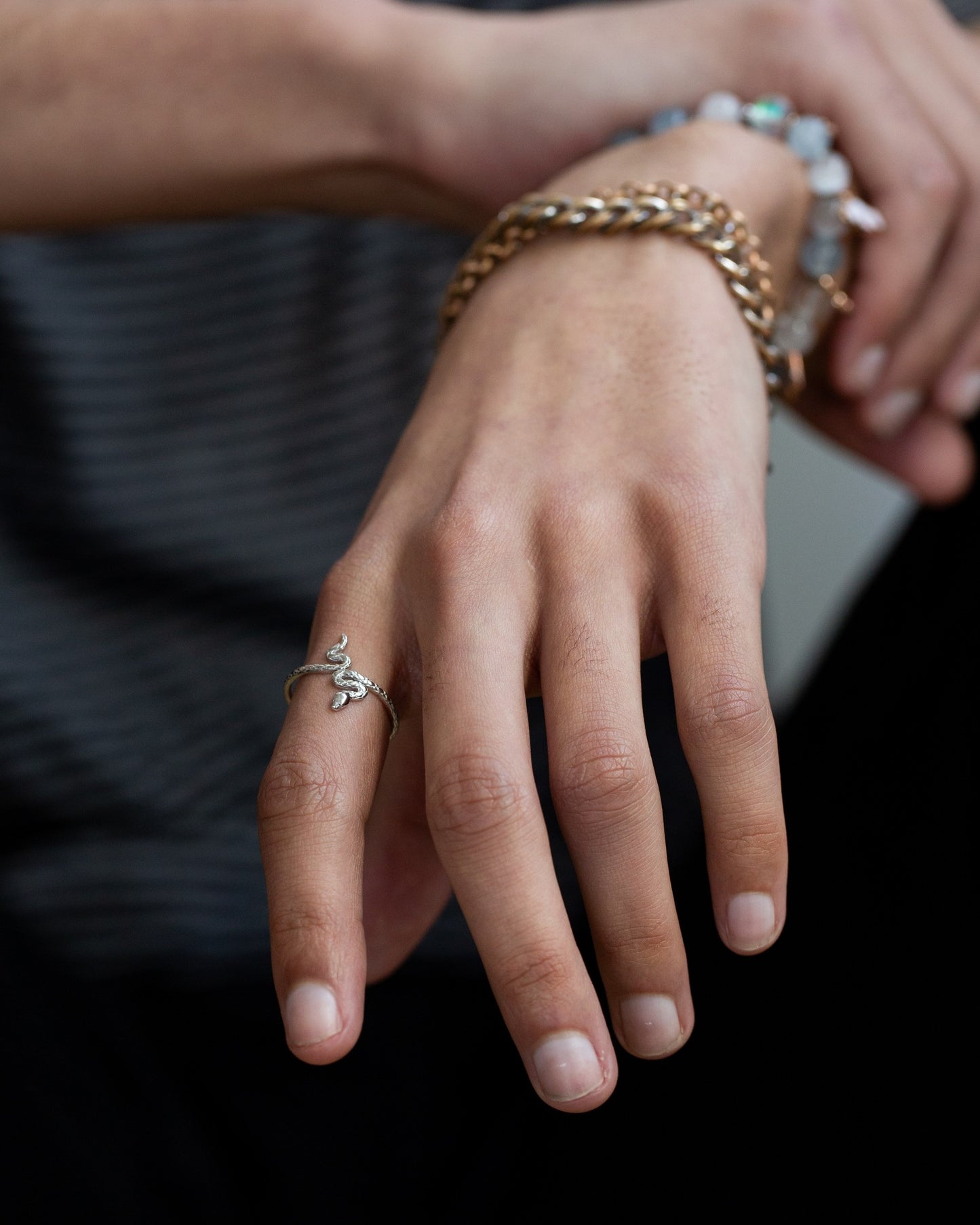 CZ Crystal Snake Ring - Gold Plated 925 Sterling Silver