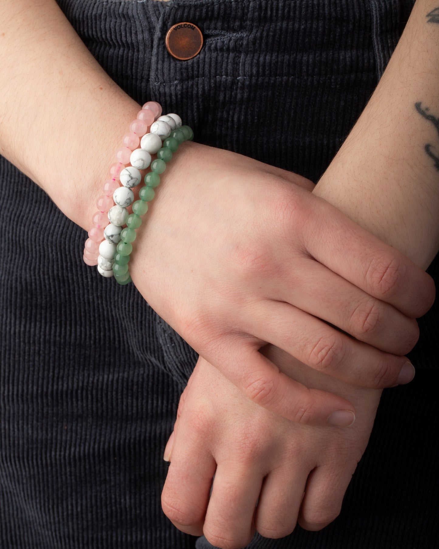 White Howlite Natural Stone Bead Stretch Bracelet