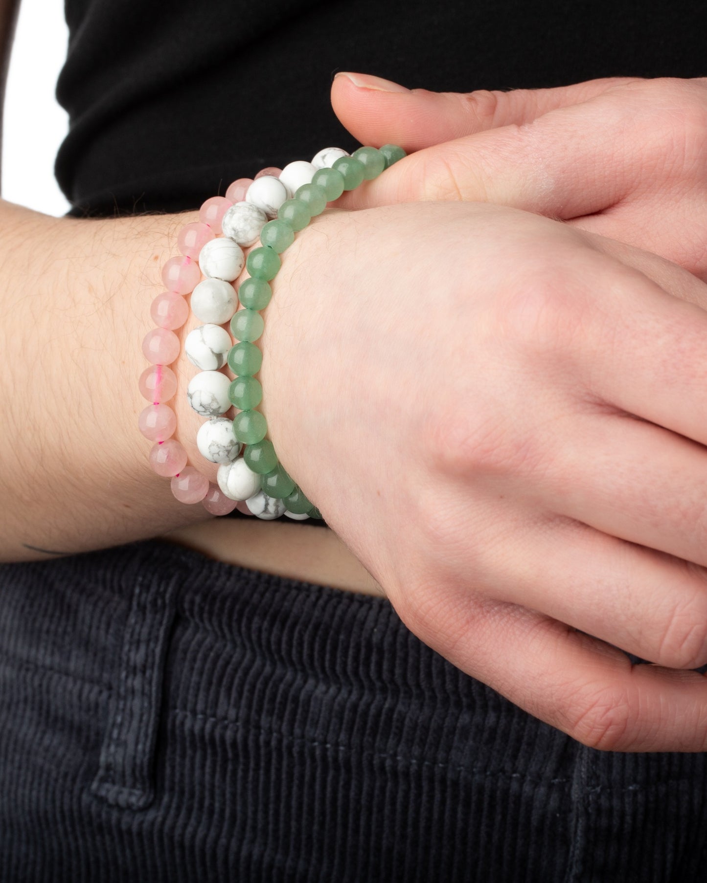 White Howlite Natural Stone Bead Stretch Bracelet