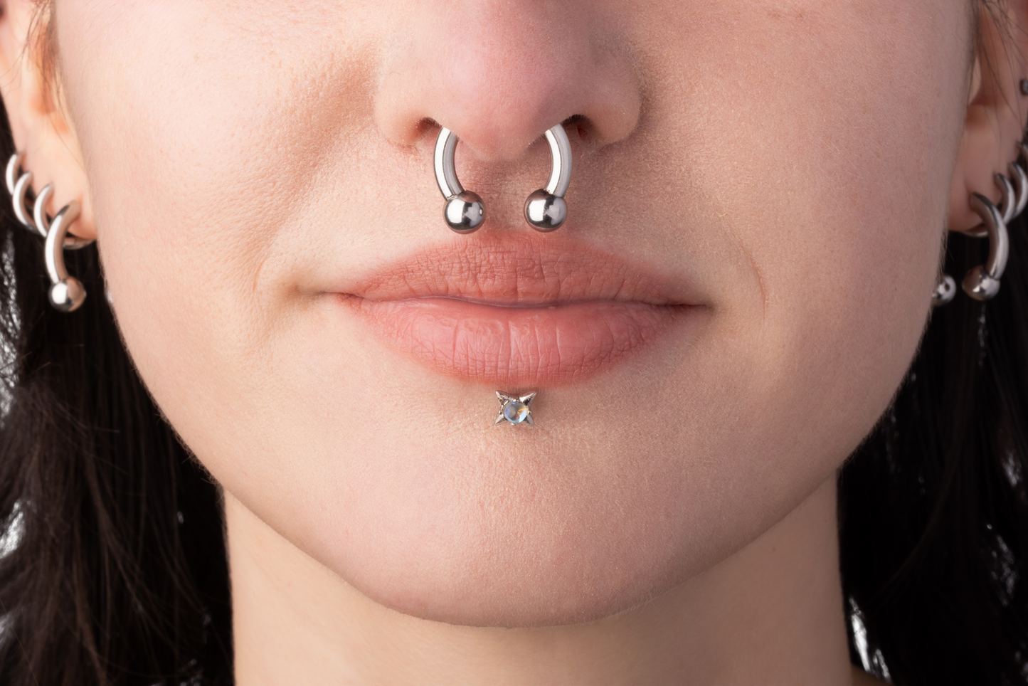 Faux Stretched 8GA Ball Ends Horseshoe Septum Barbell - Stainless Steel