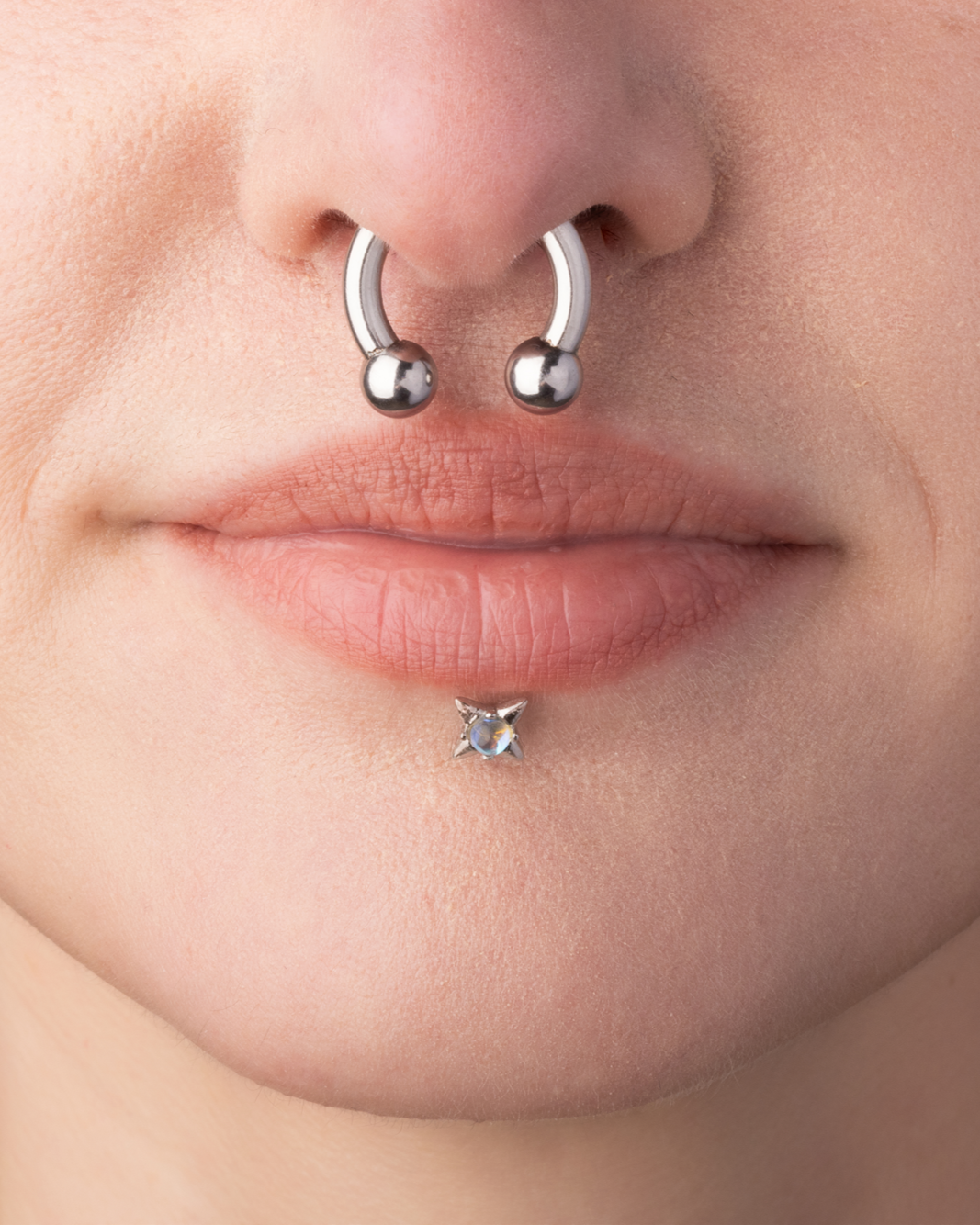 Faux Stretched 8GA Horseshoe Barbell Earrings - Pair - Stainless Steel