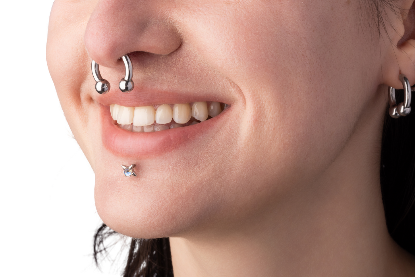 Faux Stretched 8GA Ball Ends Horseshoe Septum Barbell - Stainless Steel
