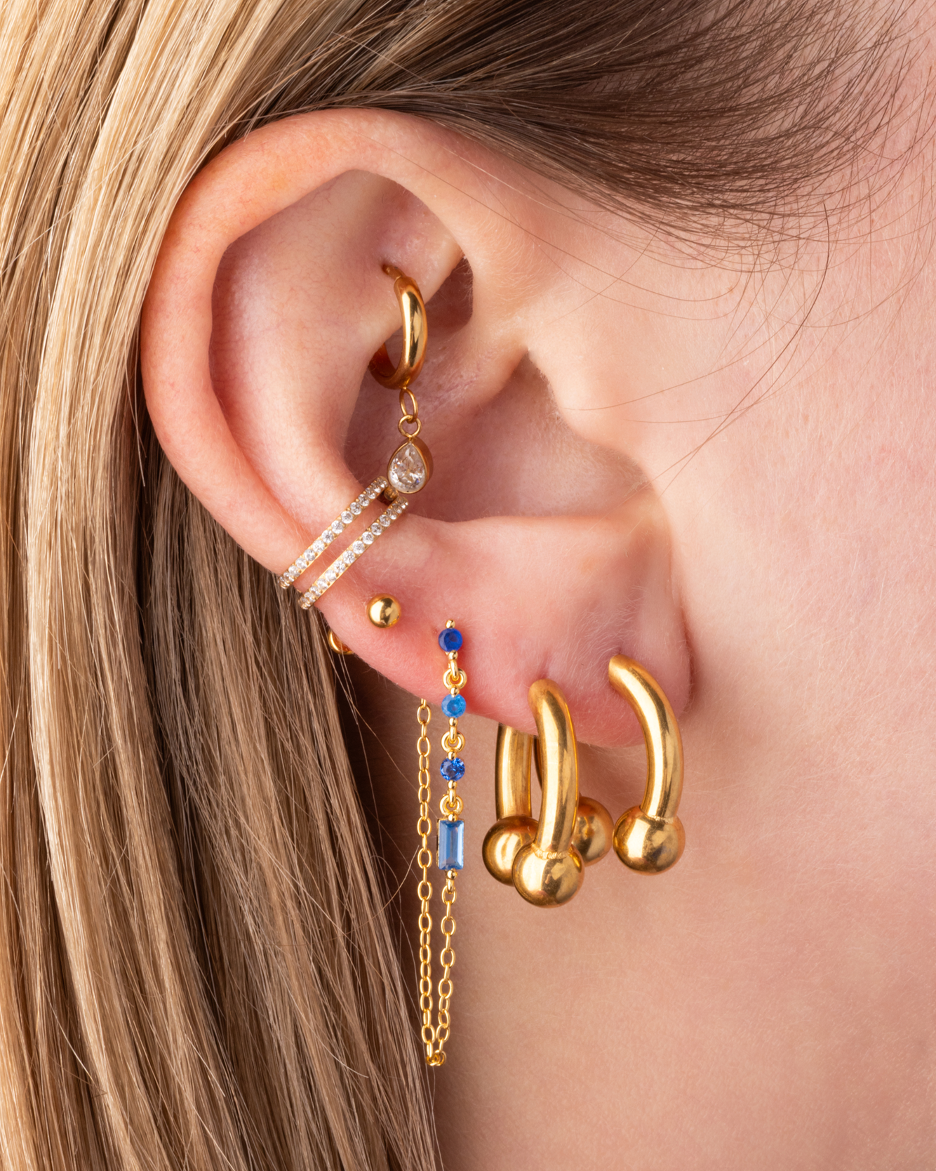 Faux Stretched 8GA Horseshoe Barbell Earrings - Pair - Stainless Steel