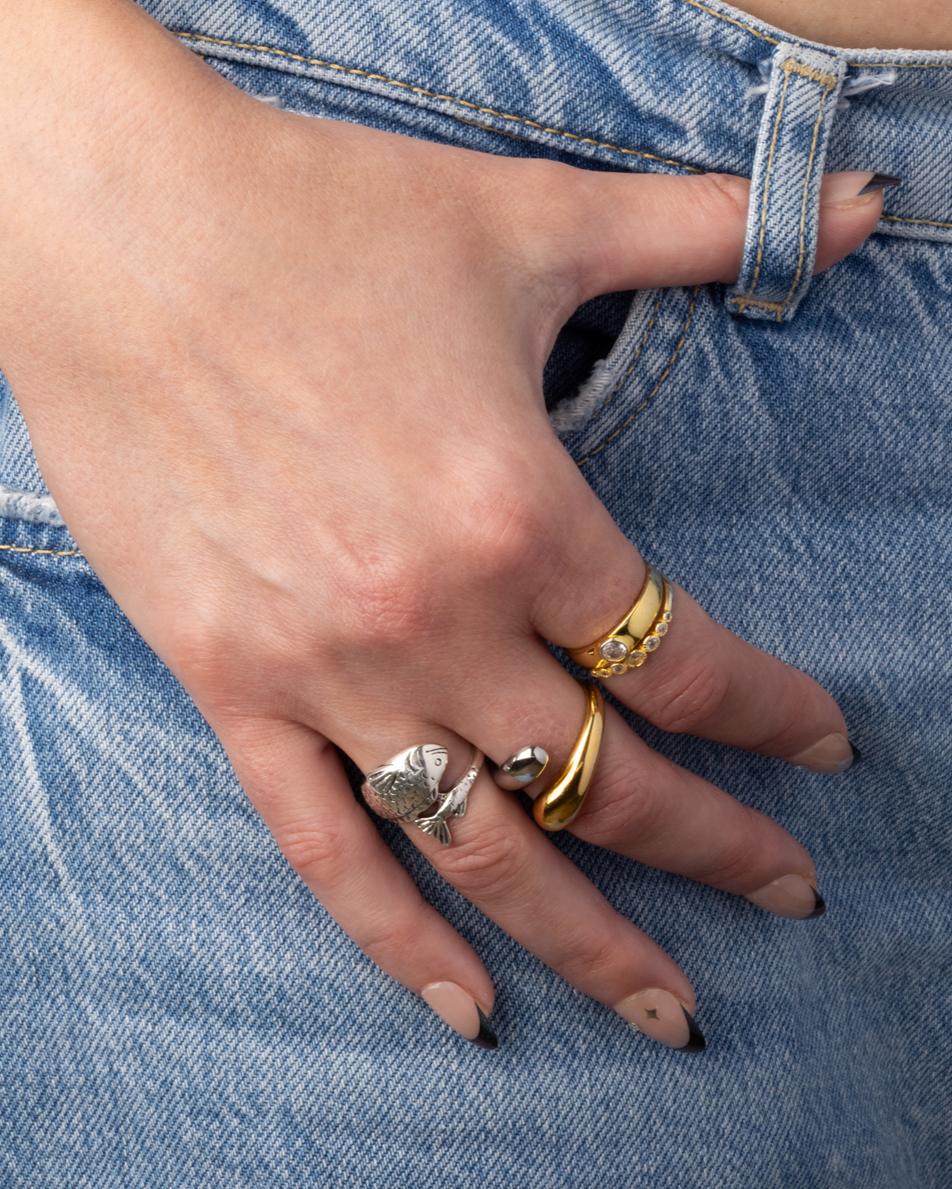 Fish Wrap Ring - 925 Sterling Silver