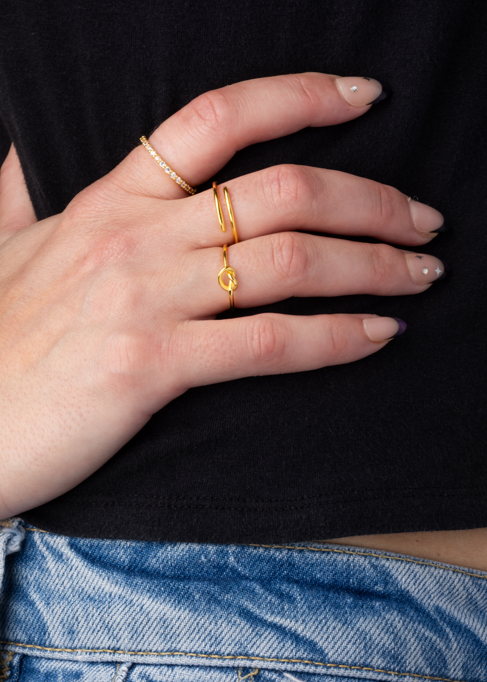 Stackable CZ Crystal Lined Eternity Ring - Gold Plated 925 Sterling Silver