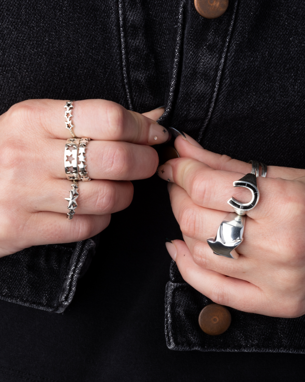 Star Lined Ring - 925 Sterling Silver