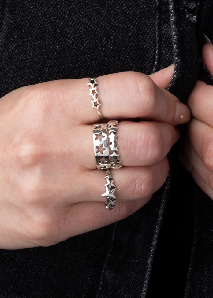 Five Star Ring - Oxidized 925 Sterling Silver