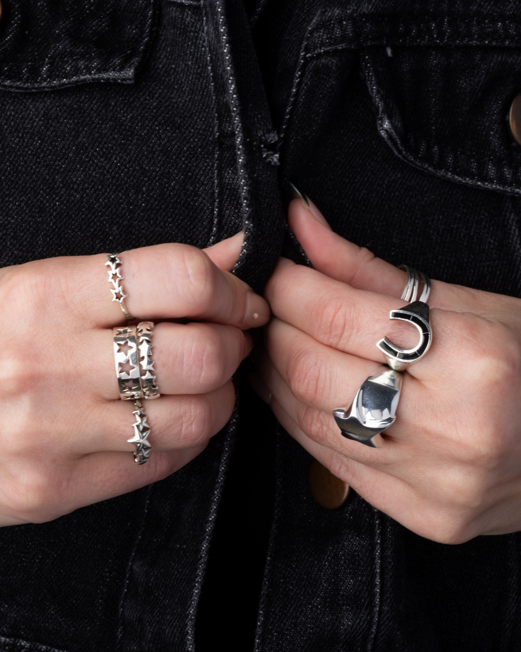 Star Lined Ring - 925 Sterling Silver