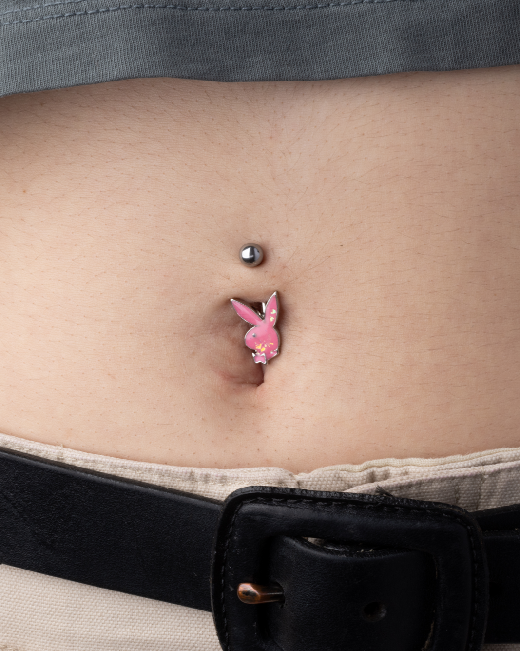 Playboy Bunny Synthetic Opal Glitter Belly Button Ring