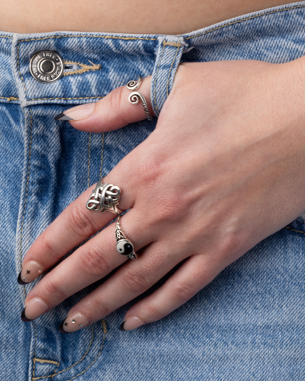 Double Swirl Design Ring - 925 Sterling Silver