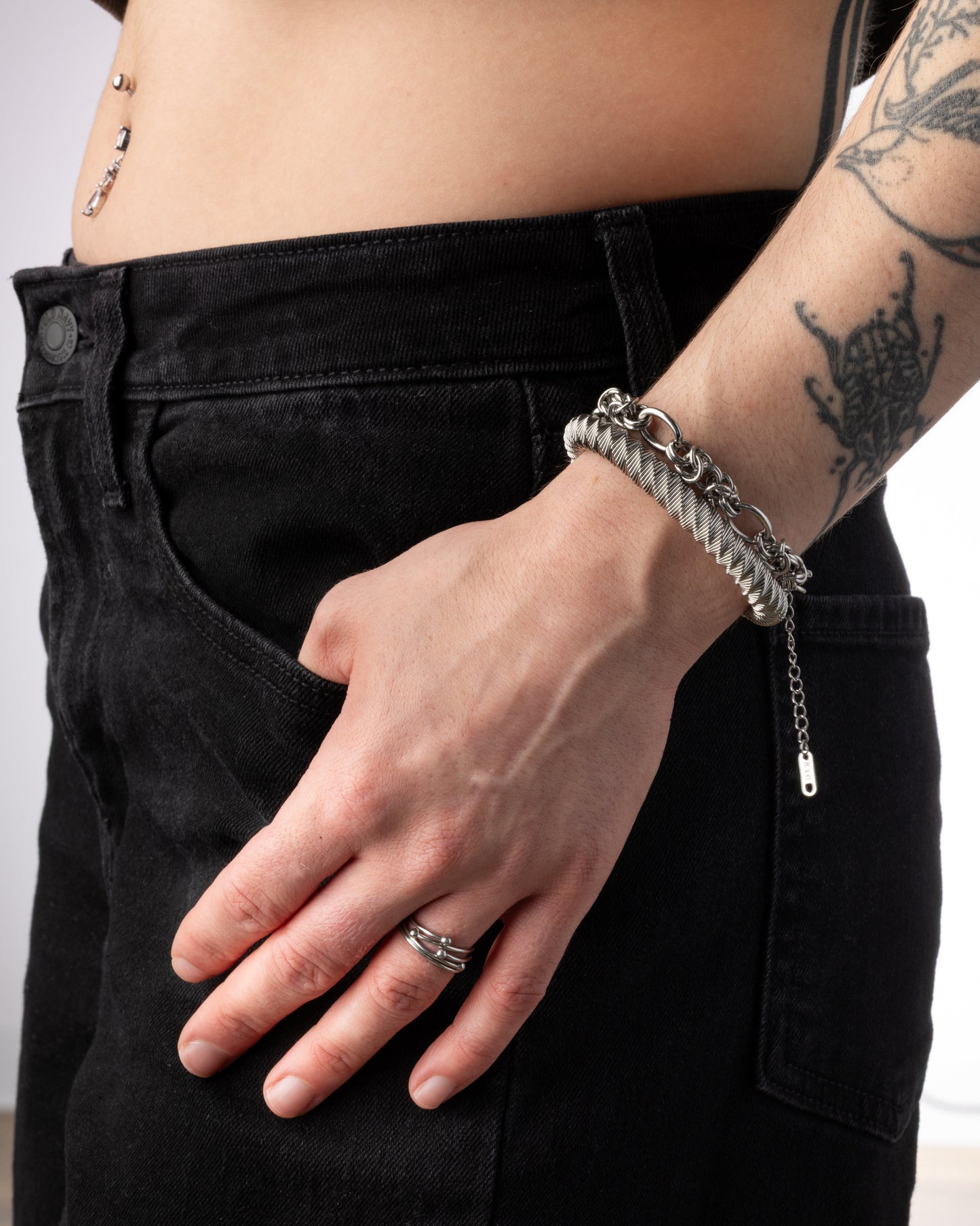 Connecting Rings Chunky Chain Link Bracelet - Stainless Steel