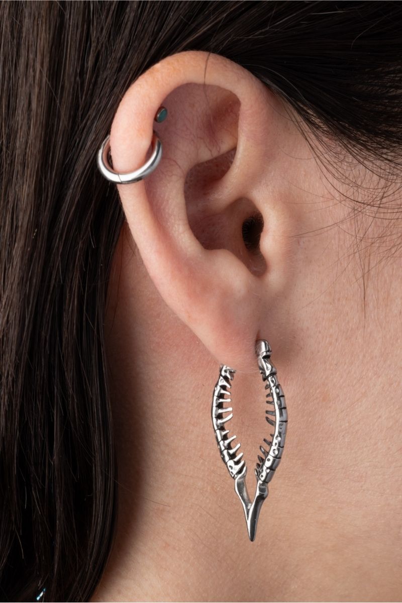 Gothic Spine Hoop Earrings - Pair - 316L Stainless Steel