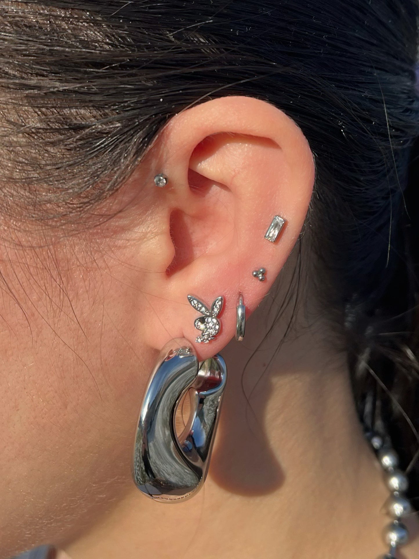 Wavy Hoop Earrings - Pair - Stainless Steel