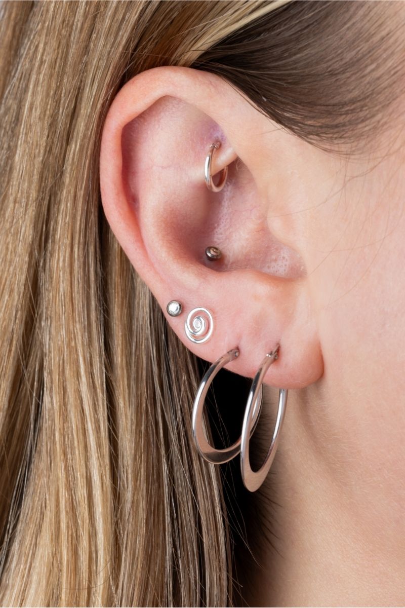 Tapered Flat Hoop Earrings - Pair - Rhodium Plated 925 Sterling Silver