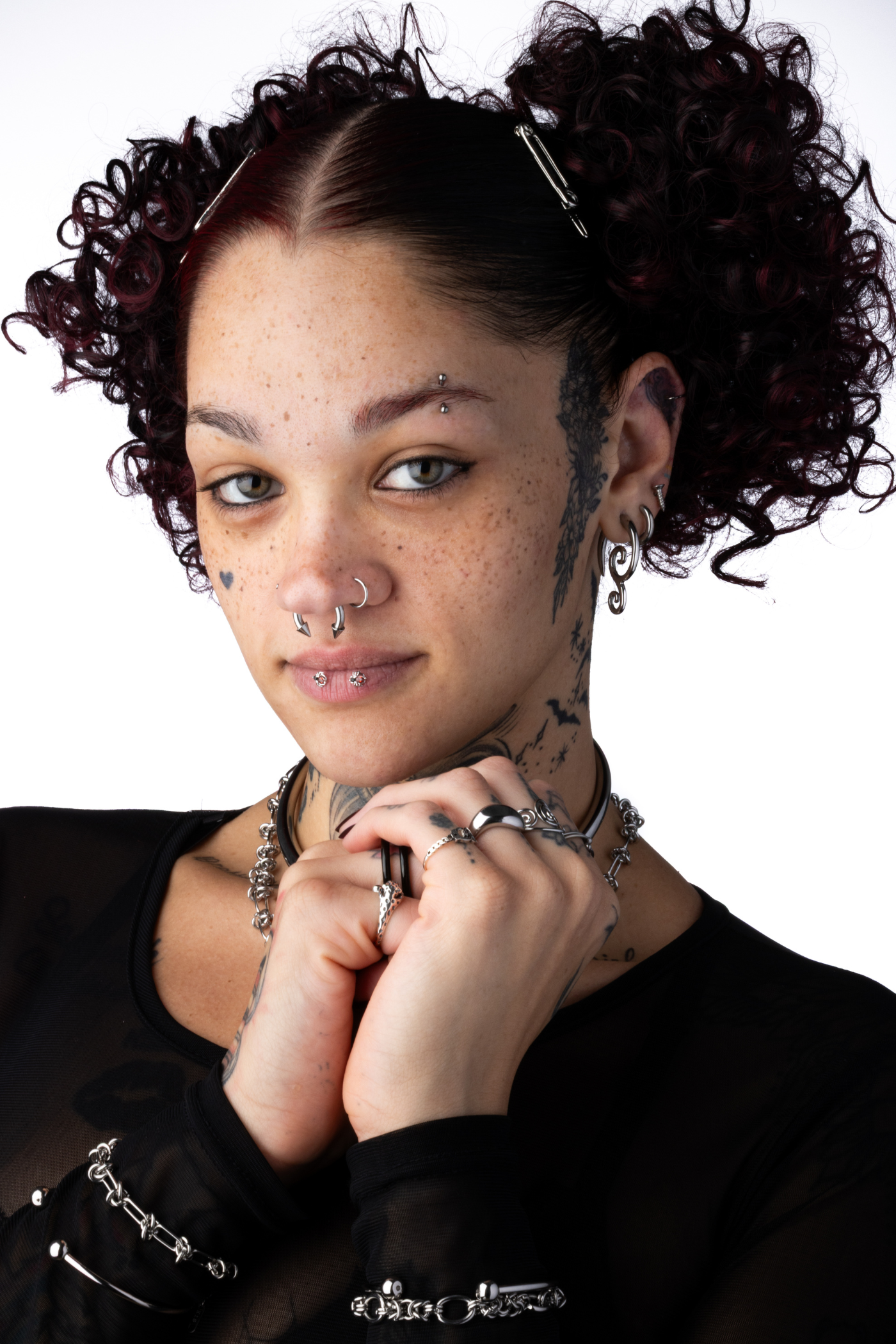 Faux Stretched 8GA Spike Ends Horseshoe Septum Barbell - Stainless Steel