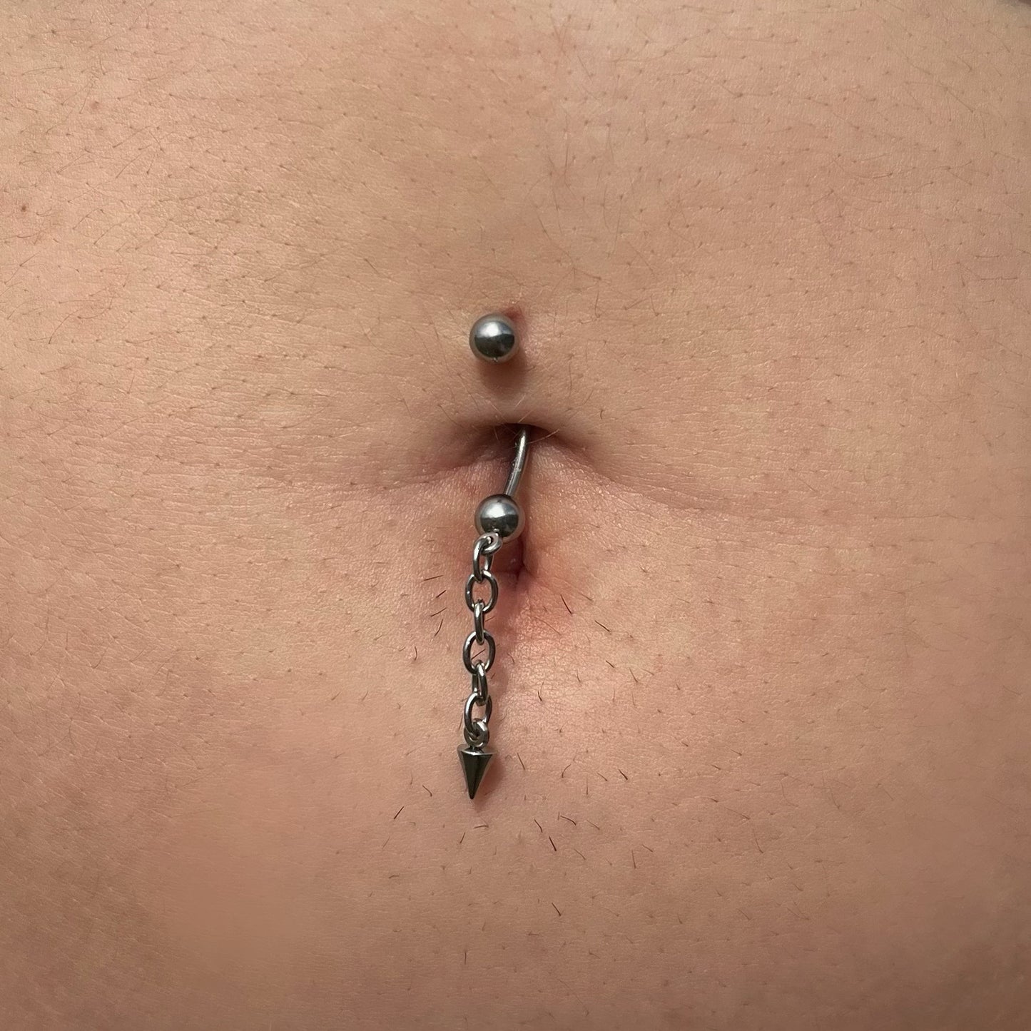 Dangling Spike Belly Button Ring - 316L Stainless Steel