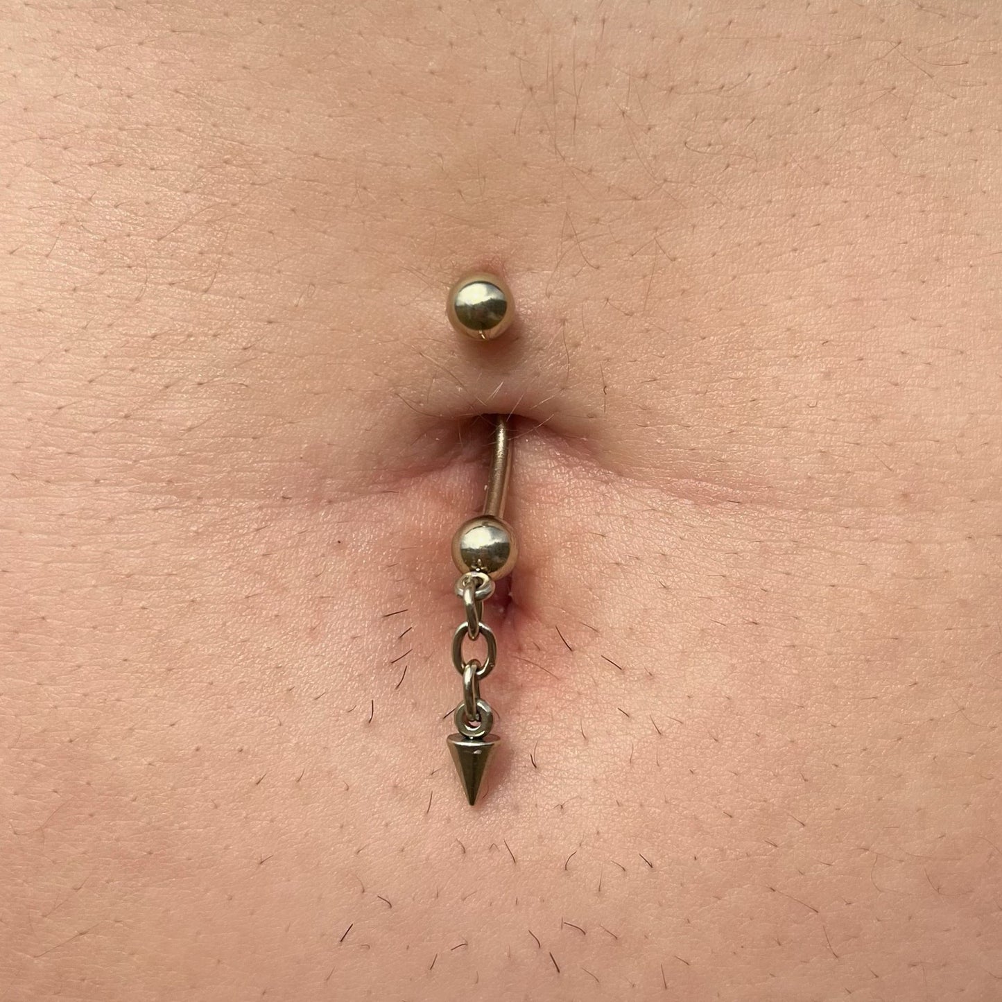Dangling Spike Belly Button Ring - Gold PVD 316L Stainless Steel