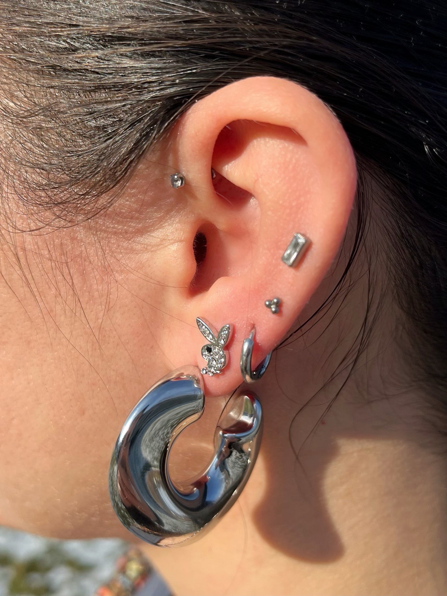 Wavy Hoop Earrings - Pair - Stainless Steel