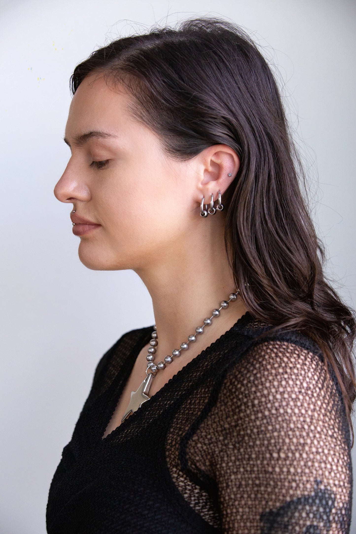 Set of 3 Pairs of Faux Captive Bead Hinged Hoop Earrings - 316L Stainless Steel